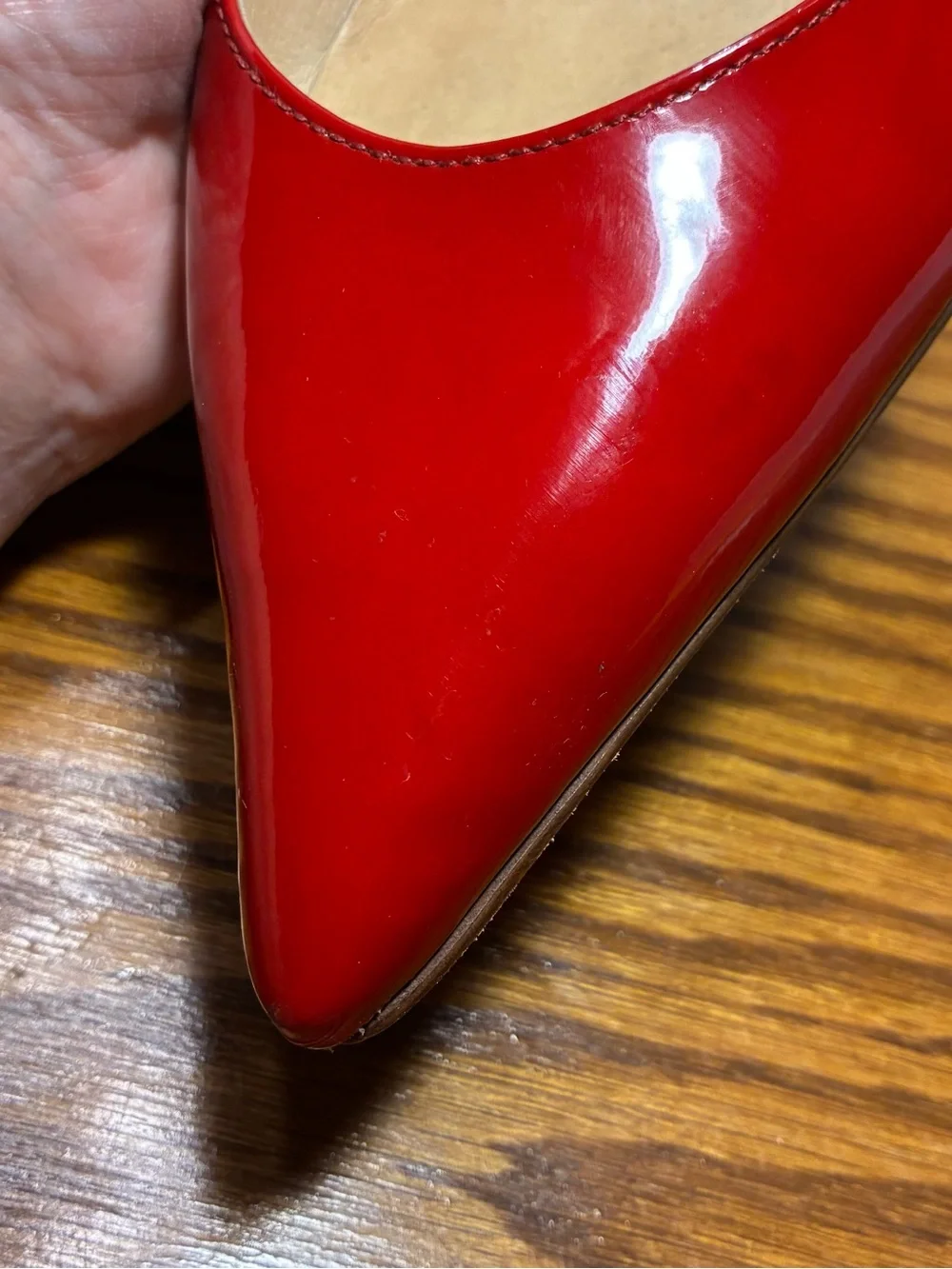 Boutique 58 Red Patent Leather Stacked Wedge Heels Made in Brazil Size 8